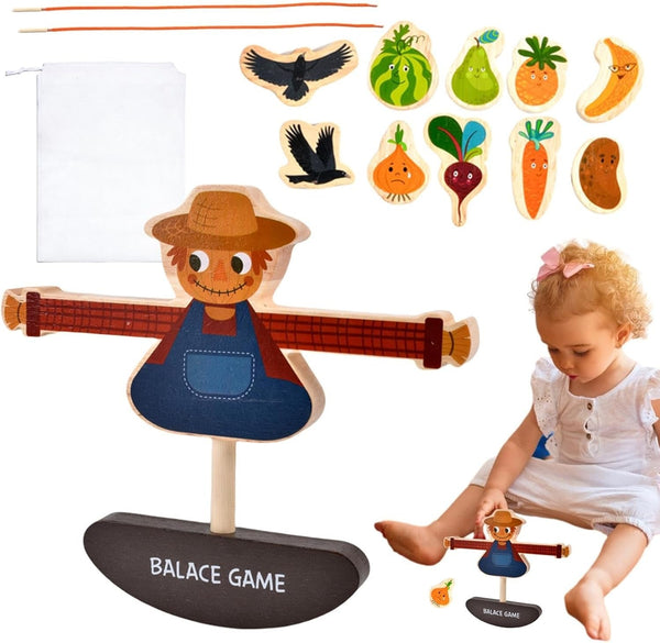 Wooden Montessori Balancing Game With Lacing Activity